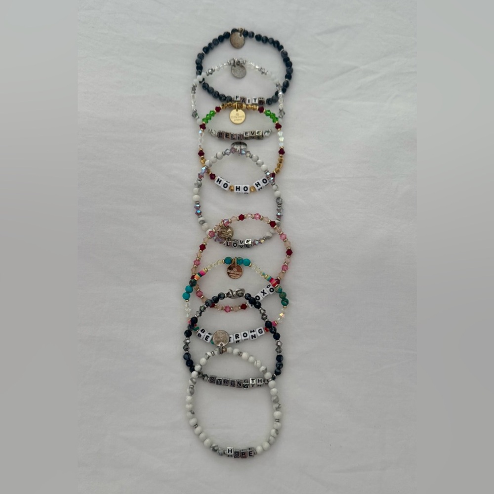 Set Of 8 Authentic Little Words Project 7” Stretch Bracelets. Unworn. Multicolor